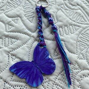 Blue & Purple Butterfly Dangle Keychain